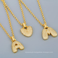 Shangjie OEM 26 cartas pendentes de gargantilha colar de colar de cobre de zircão de colares de corrente grossa